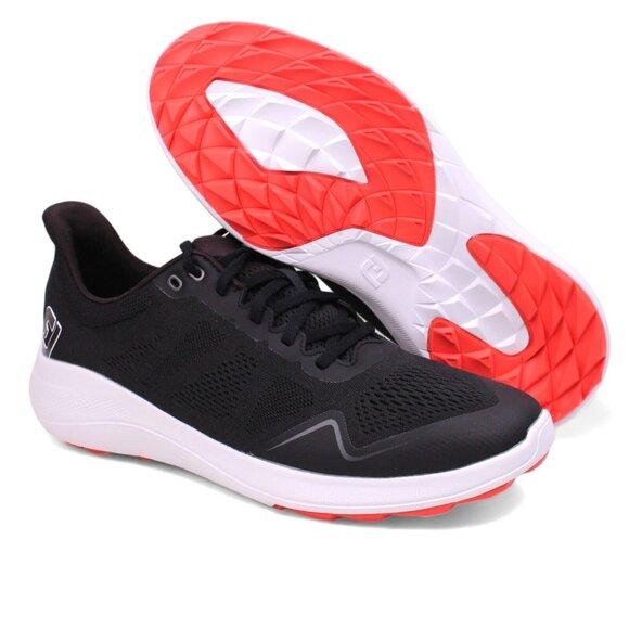FootJoy FJ Flex Spikeless Golf Sports Shoes Men's  Black/Red 56141 Medium Width - Picture 6 of 11